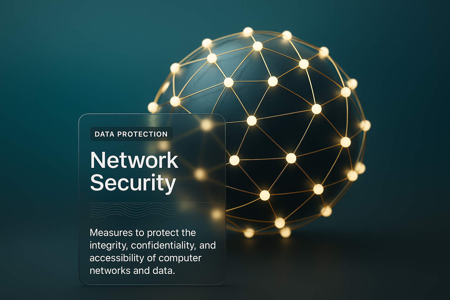 3D Illustration of Network Security with Light Connections