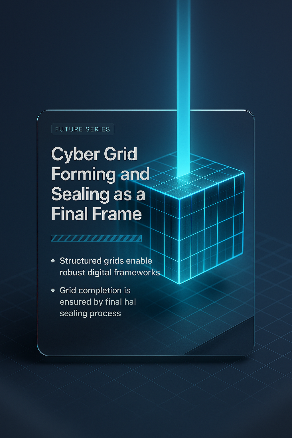 3D Cyber Grid Illustration with Transparent Elements