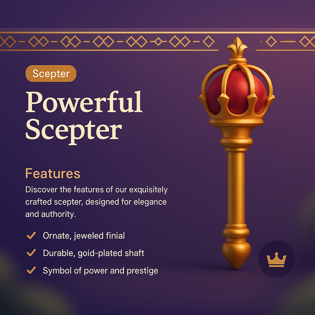 Powerful 3D Scepter Illustration for Landing Page Design