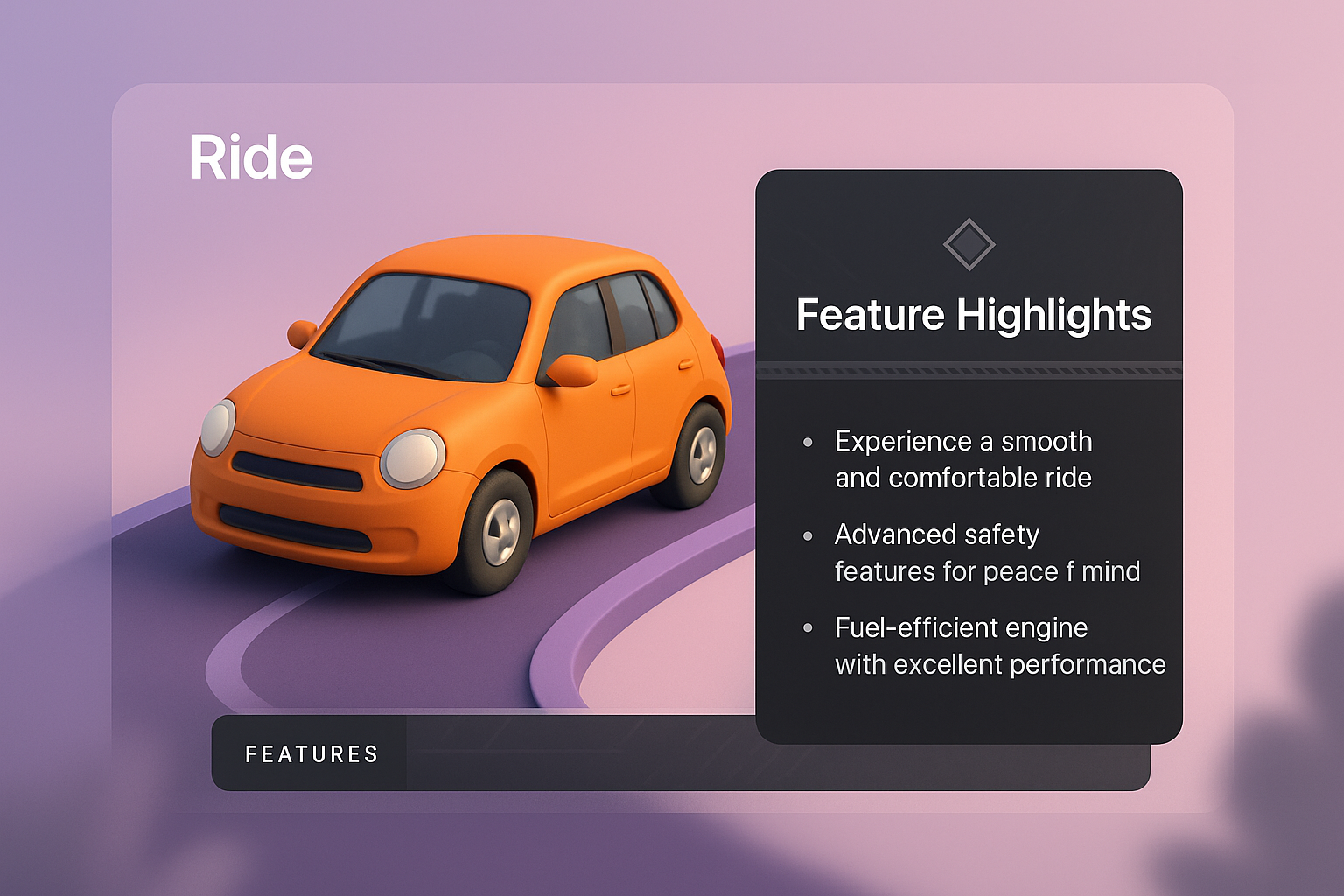 3D Illustrated Web Page Featuring a Car Ride