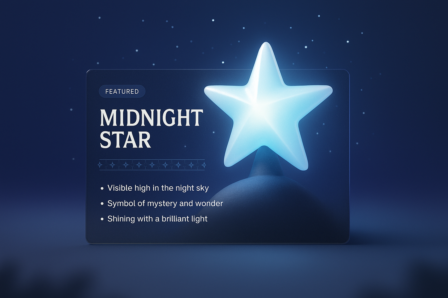 Midnight Star Design with 3D Illustration and Transparent Effects