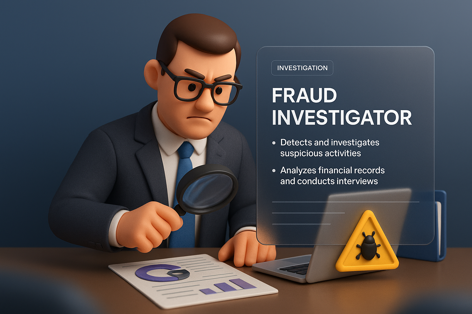 Professional Fraud Investigator Analyzing Data