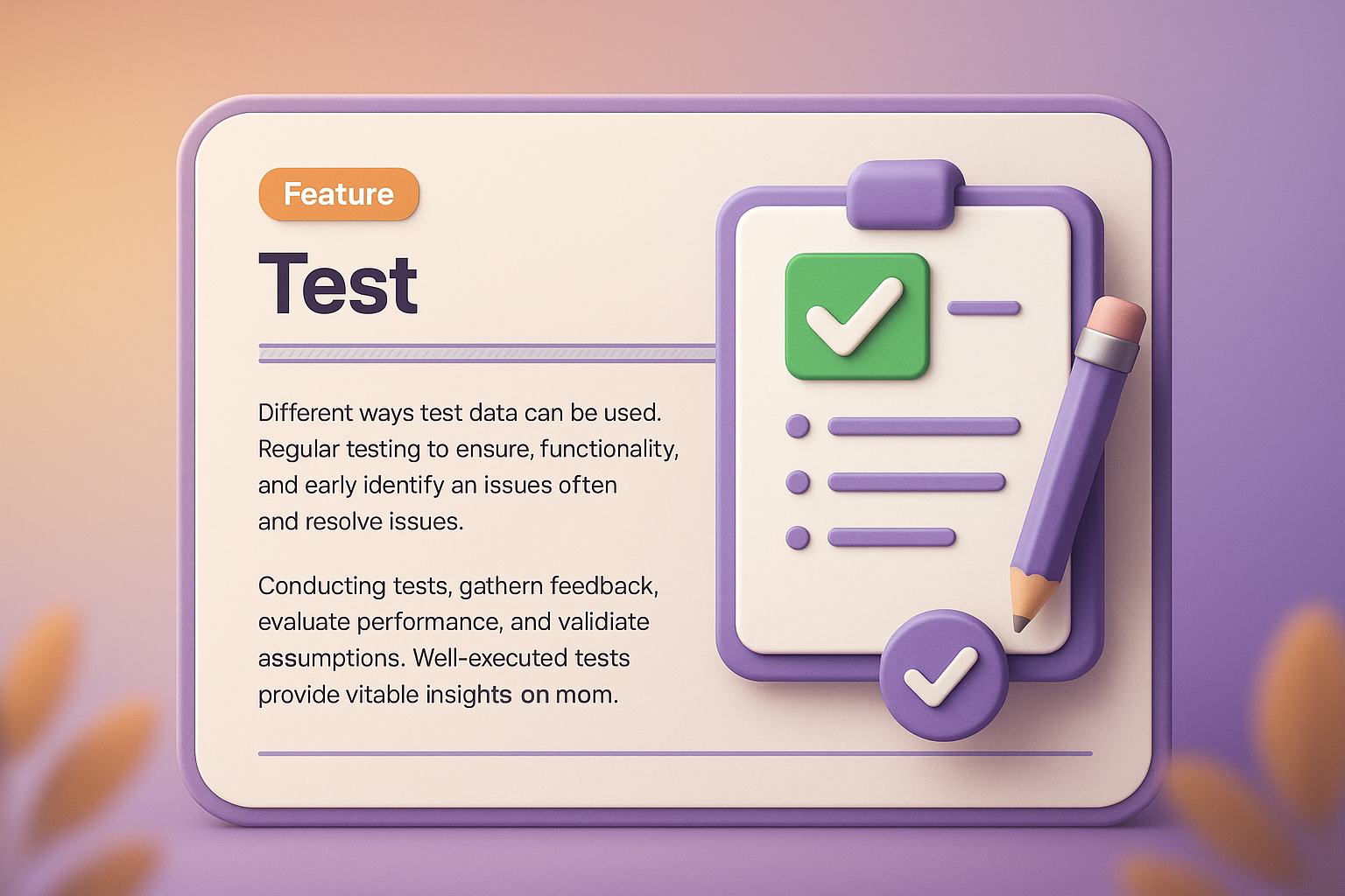 3D Illustration of Web Design Featuring Test Feature