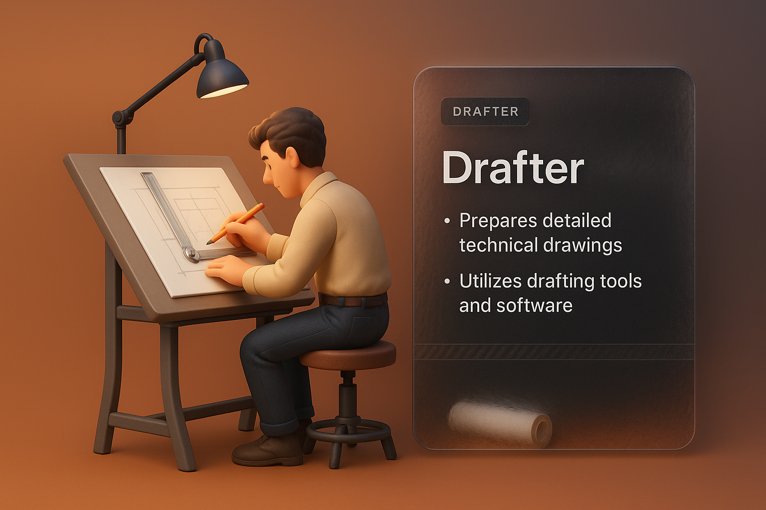 3D Drafting Design Aesthetic with Transparent Elements