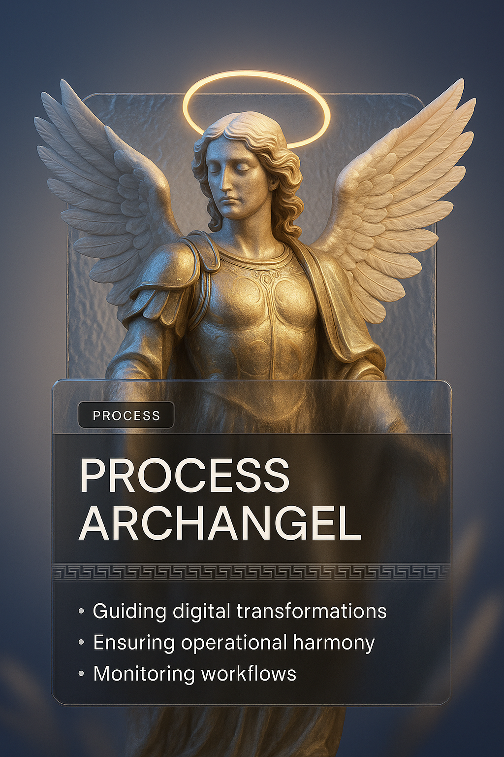 3D Archangel Illustration with Pattern Overlay