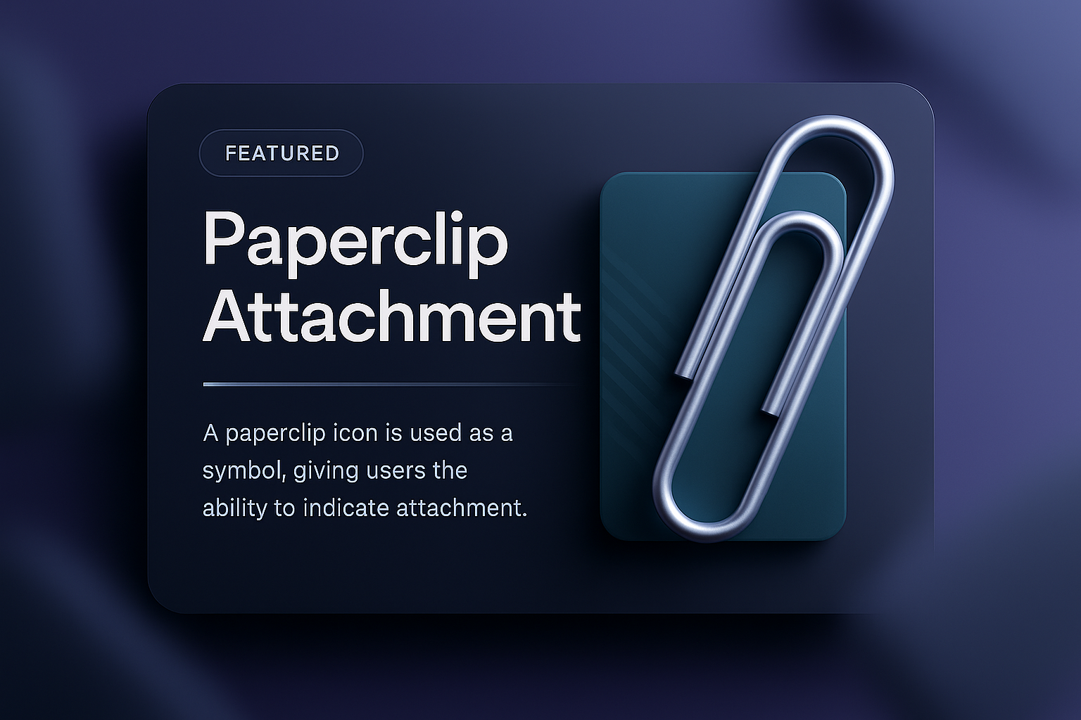 3D Illustration of Paperclip Attachment with Modern Design Elements
