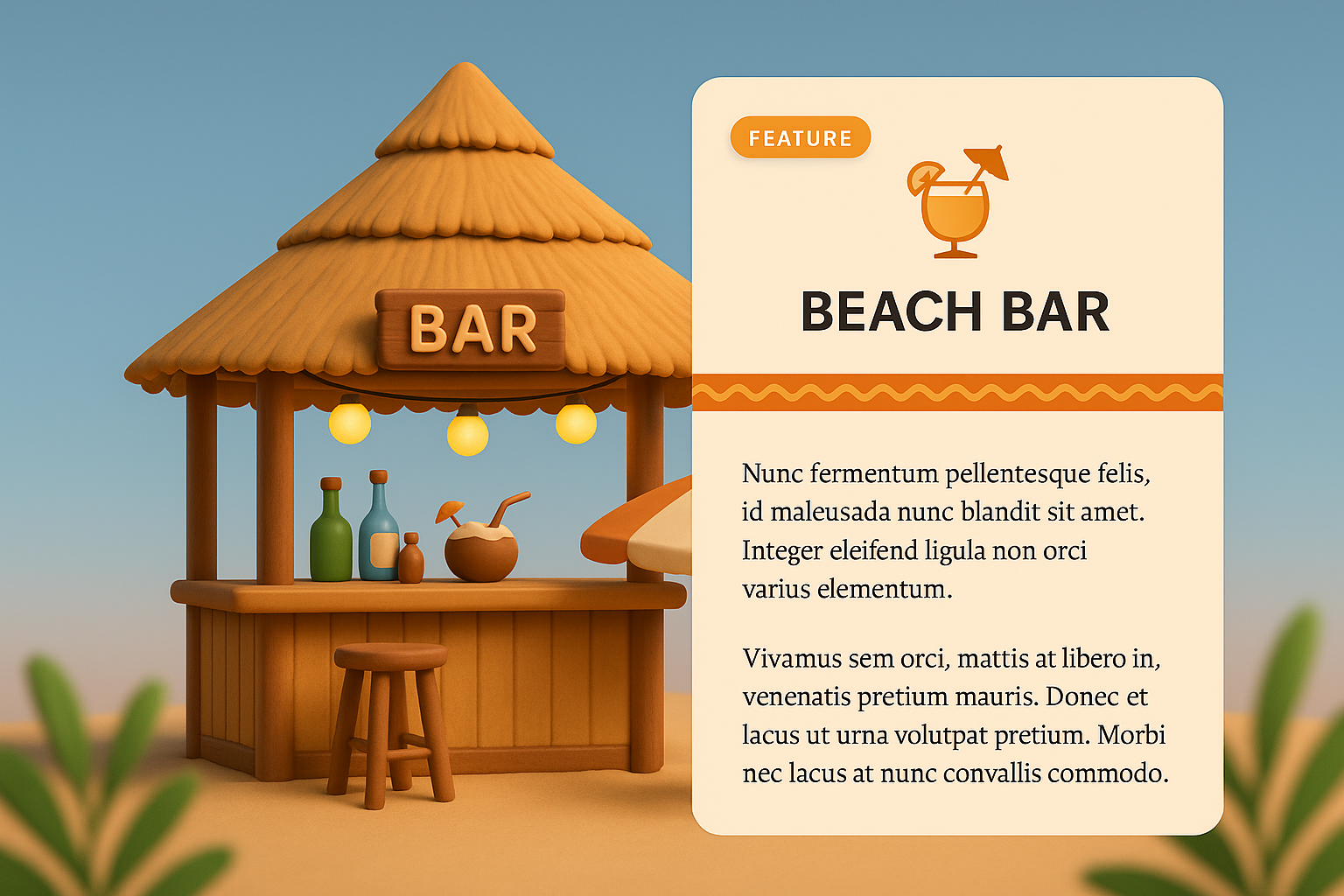 Stylish Beach Bar Design with 3D Illustration
