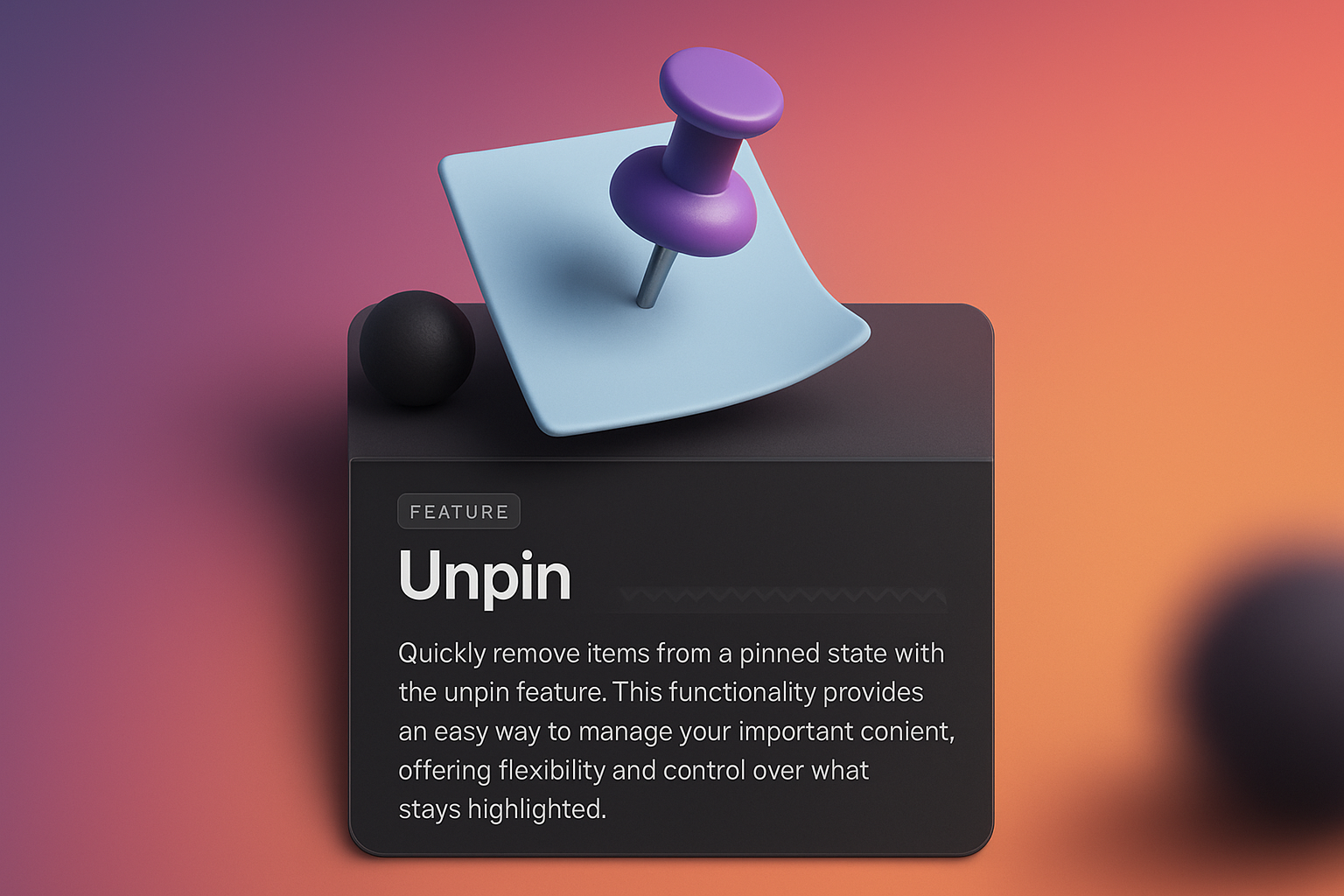 3D Web Design Concept Featuring an Unpin Feature