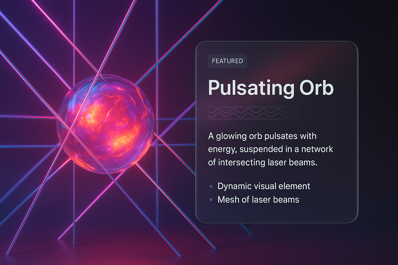 Pulsating Orb Surrounded by Laser Beams in 3D Design