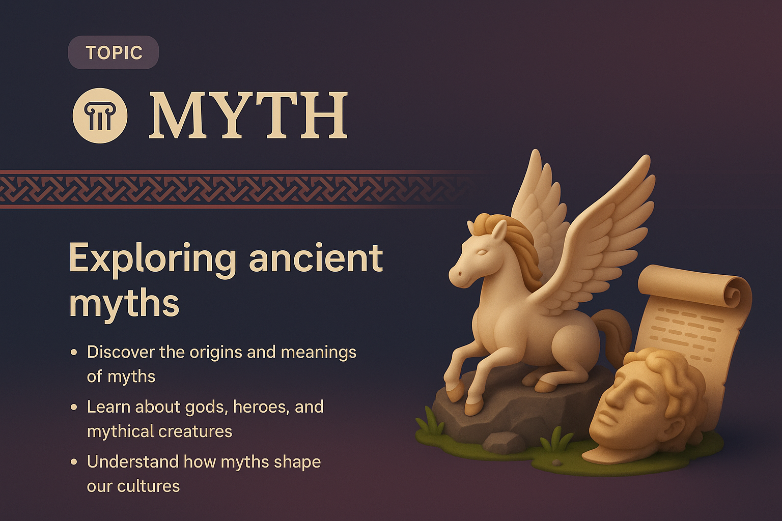 Mythical Design Landing Page Featuring 3D Illustrations