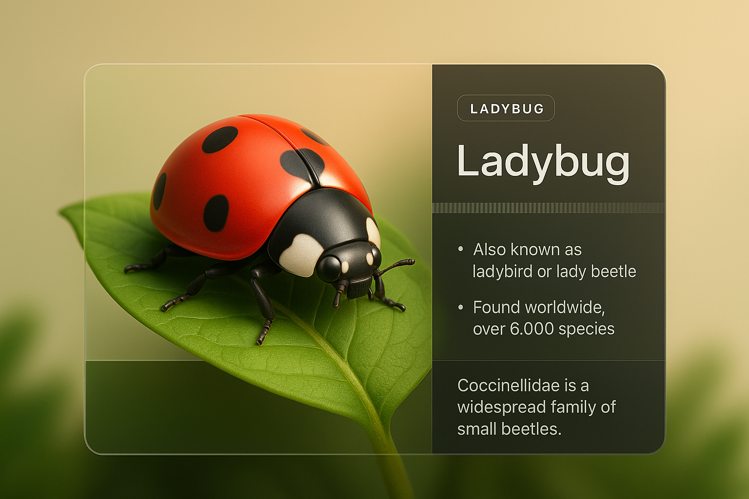 3D Ladybug Illustration with Informative Panel