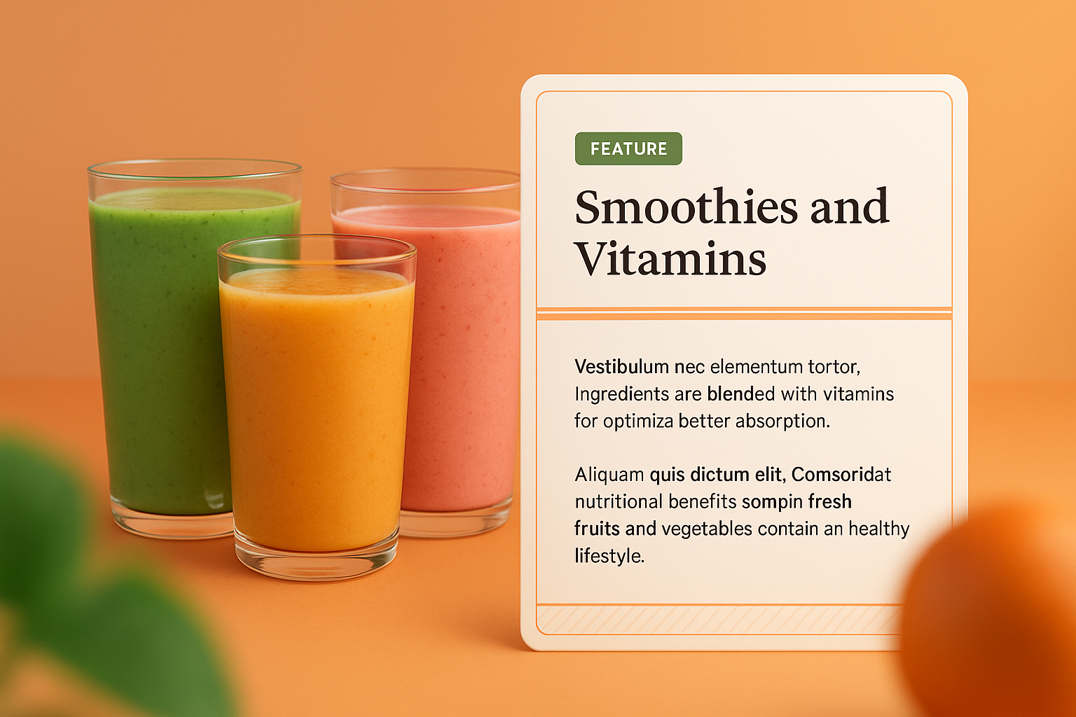Vibrant Smoothies and Vitamins Featuring Healthy Ingredients