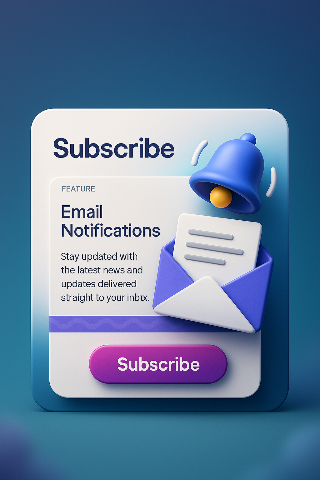 Stylish 3D Web Design Featuring Email Notifications