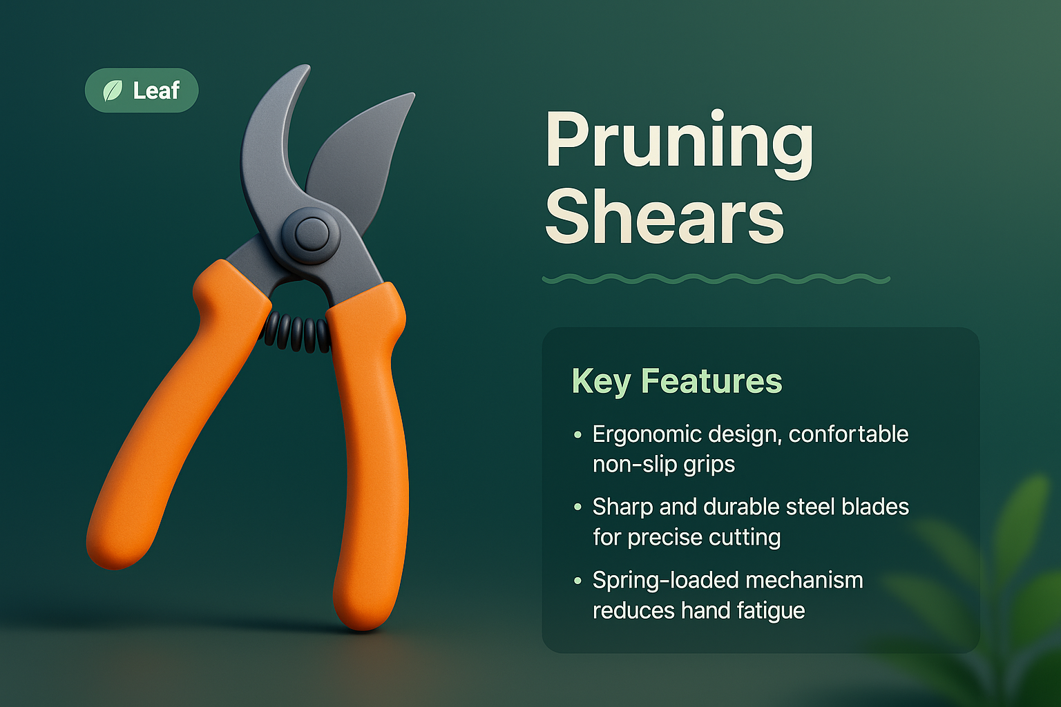 3D Illustration of Pruning Shears with Key Features