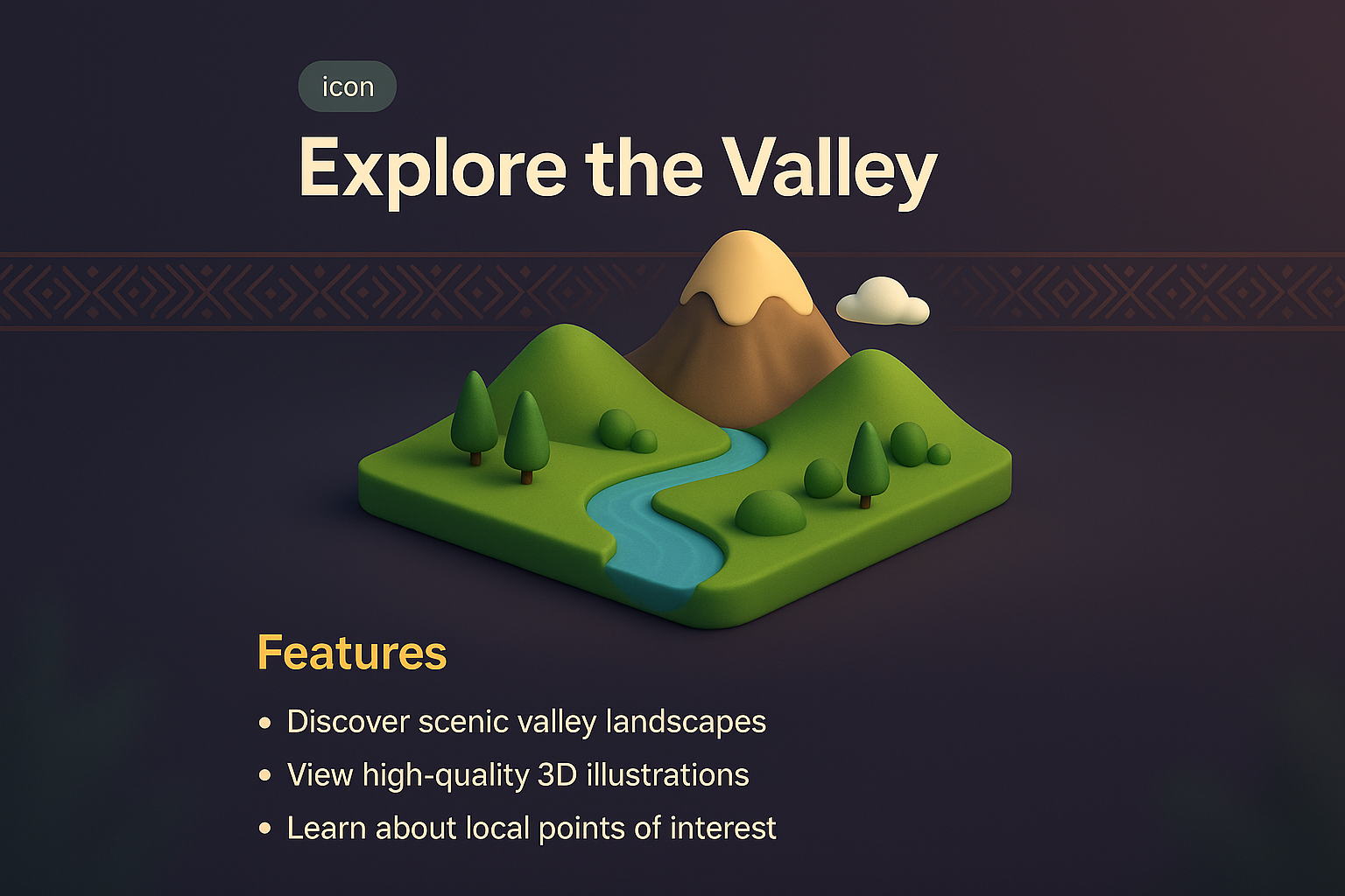 Explore the Valley: A Stunning 3D Visual Design Showcase