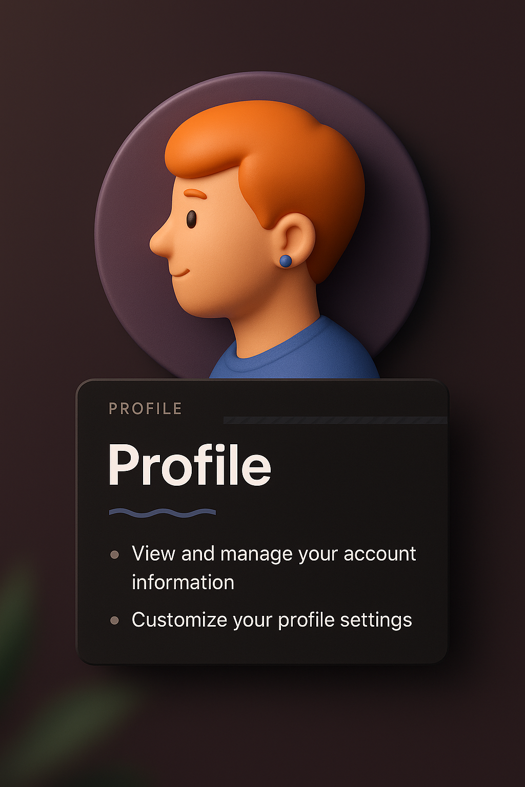 3D Illustration of Profile Management Web Page Design