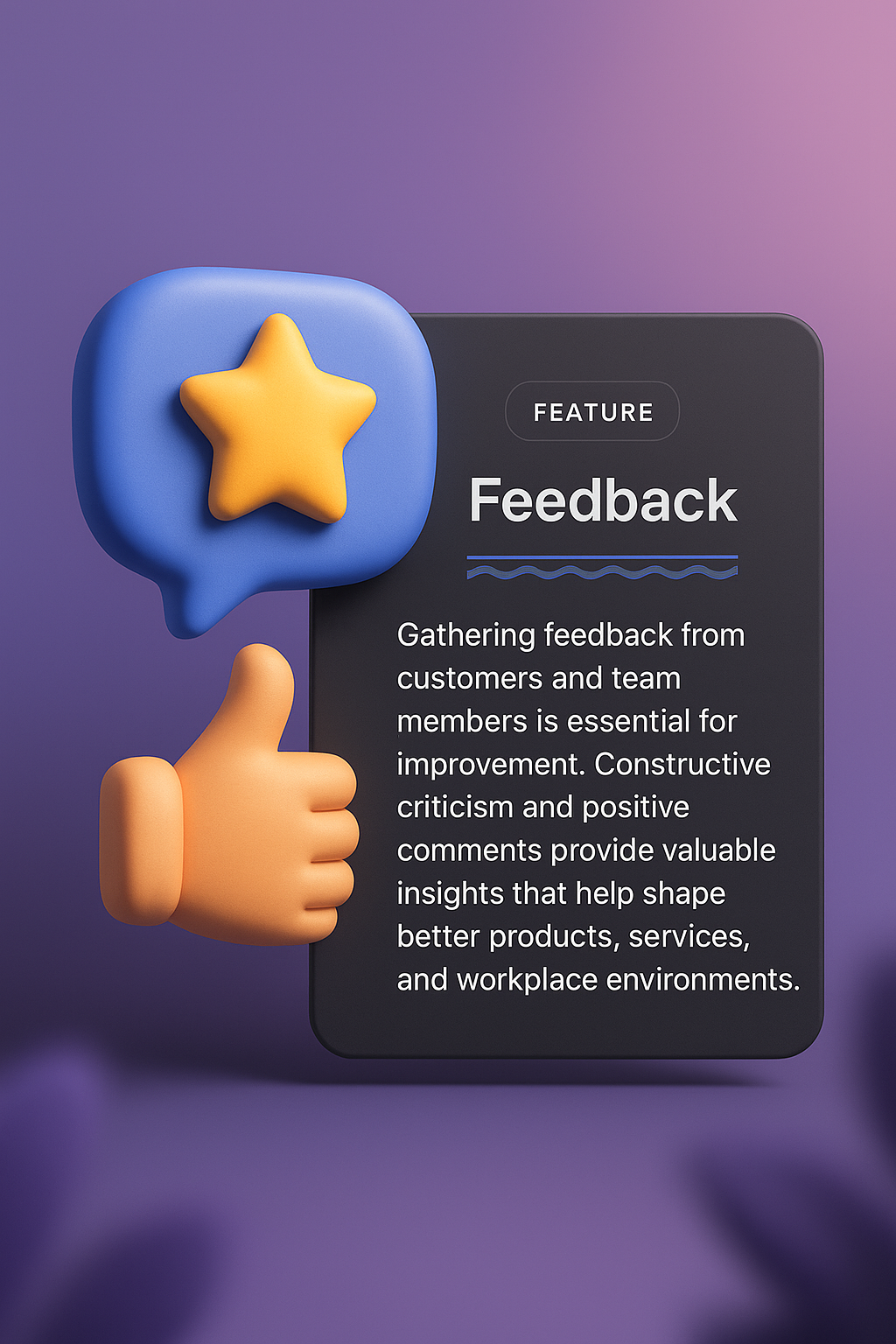 Webpage Design Featuring 3D Illustration of Feedback Concept