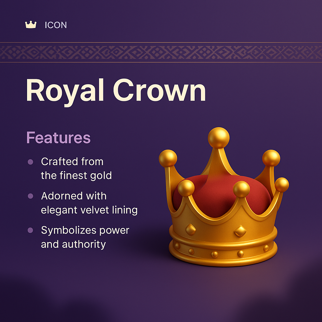 3D Visualization of a Royal Crown with Features Highlighted