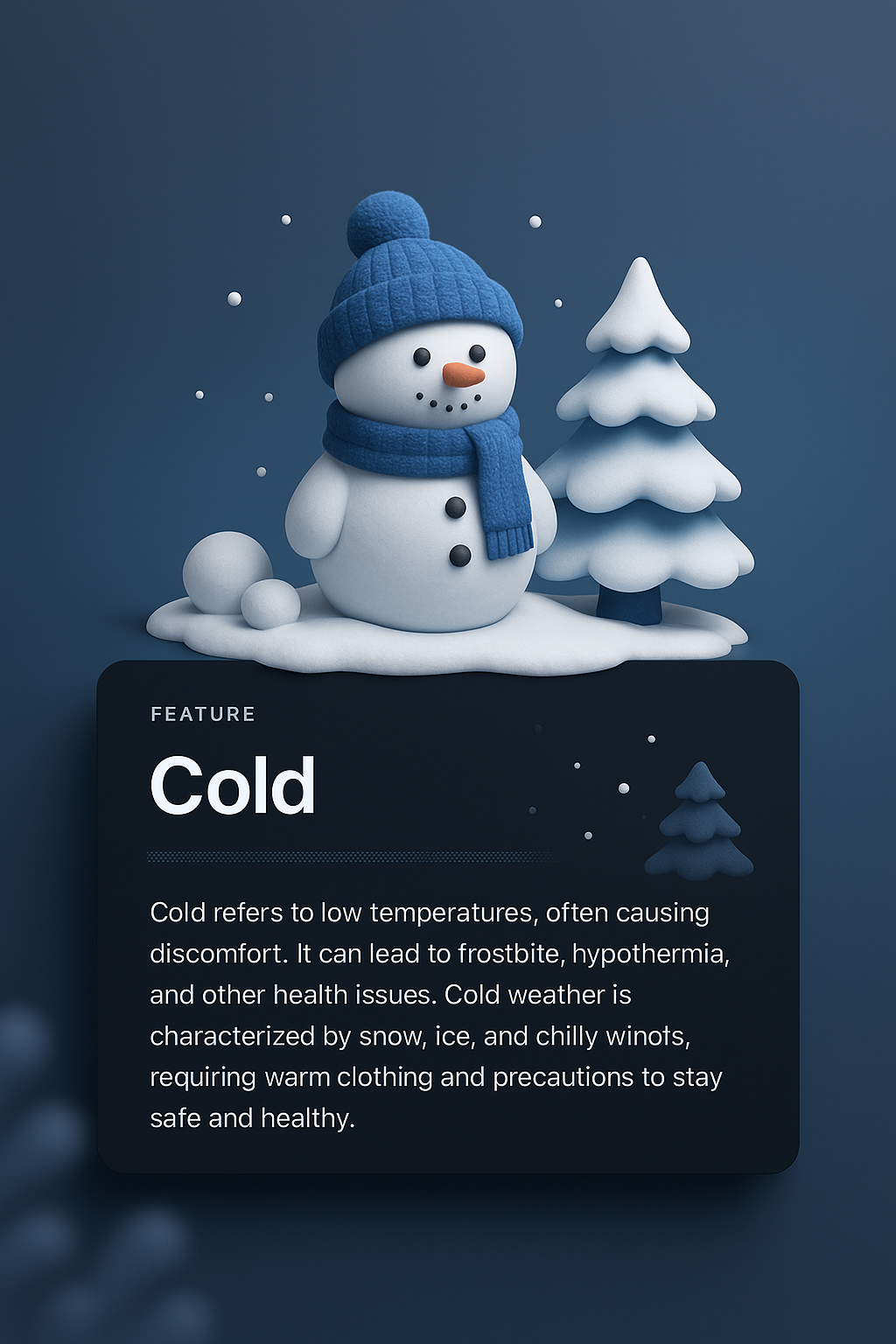 3D Illustration of Cold Weather Features for Web Page