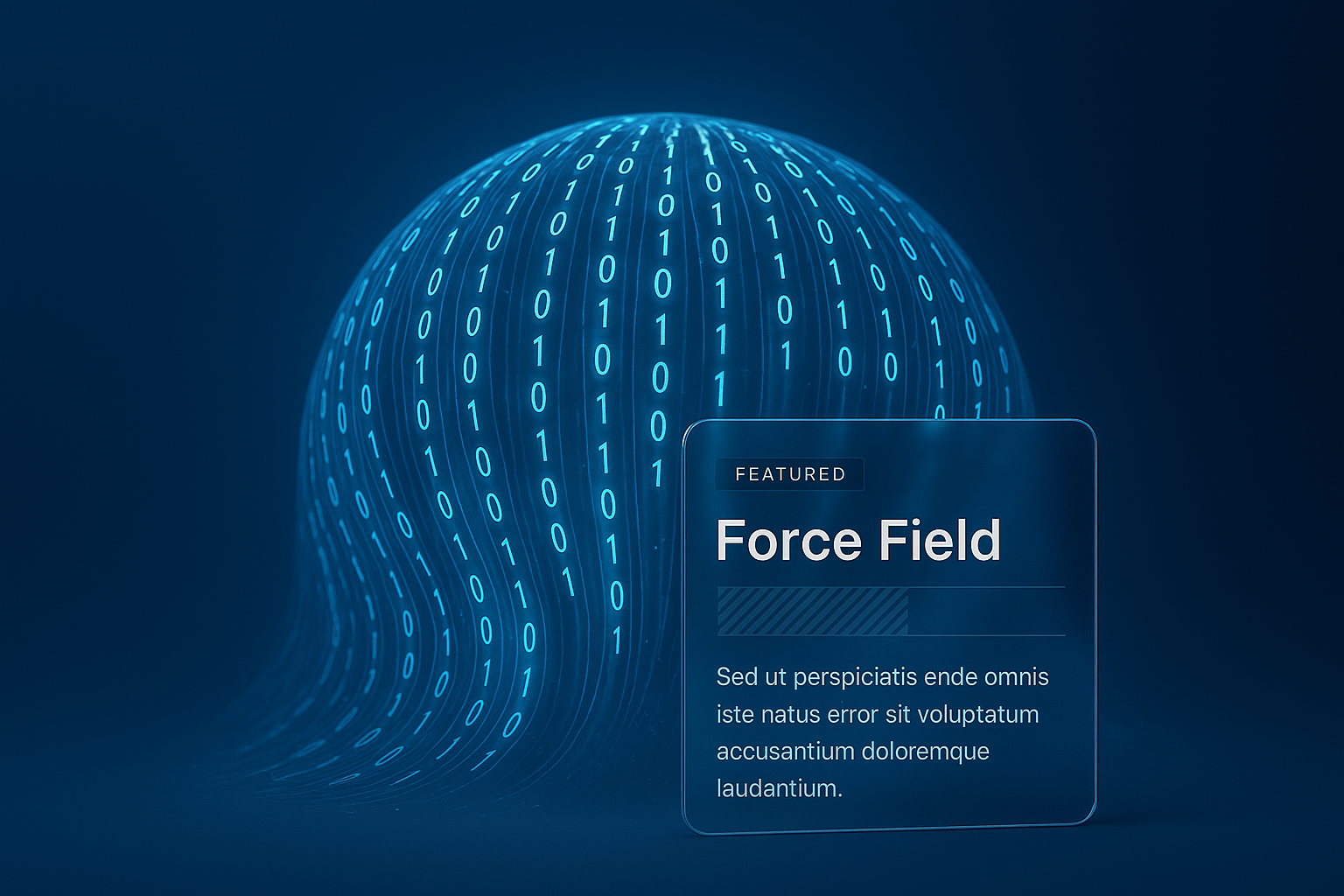 3D Force Field Illustration with Binary Digits