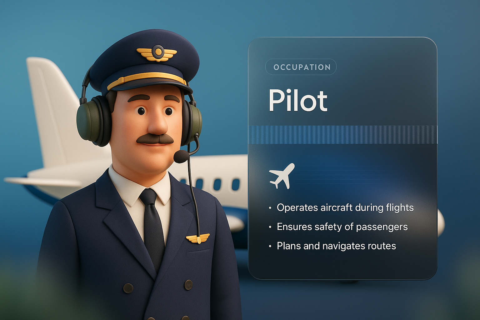 3D Illustration of a Pilot with Integrated Design Elements