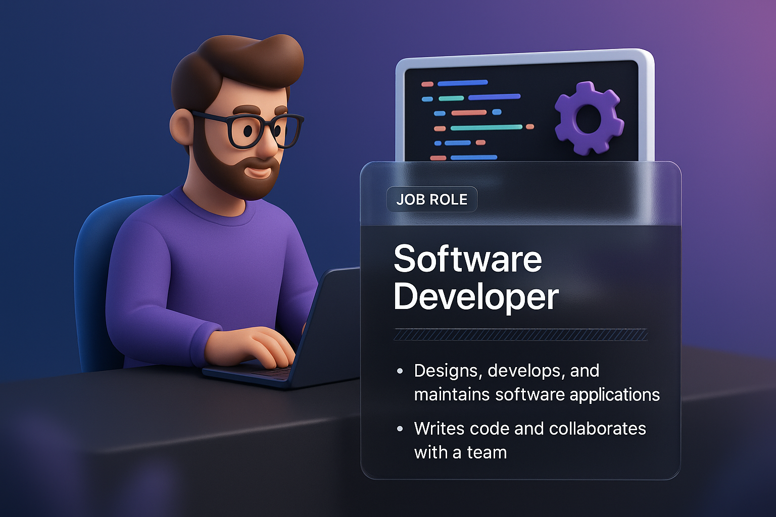 3D Web Design Concept for Software Developer Role
