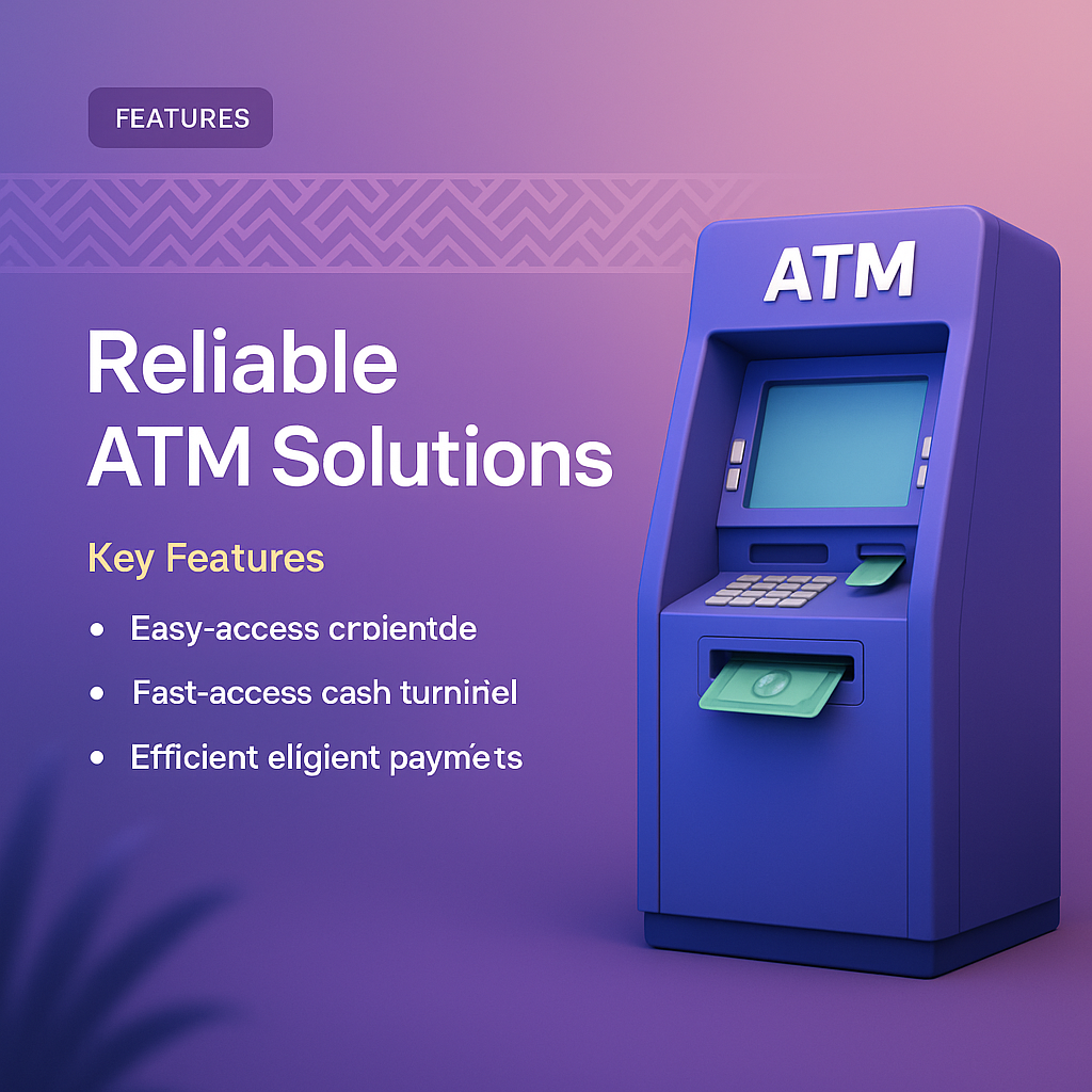 3D Illustration of an ATM with Key Features Display