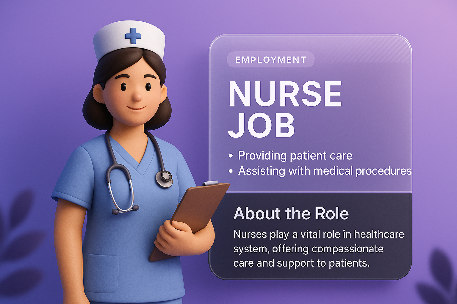 3D Nurse Job Web Design Concept Illustration