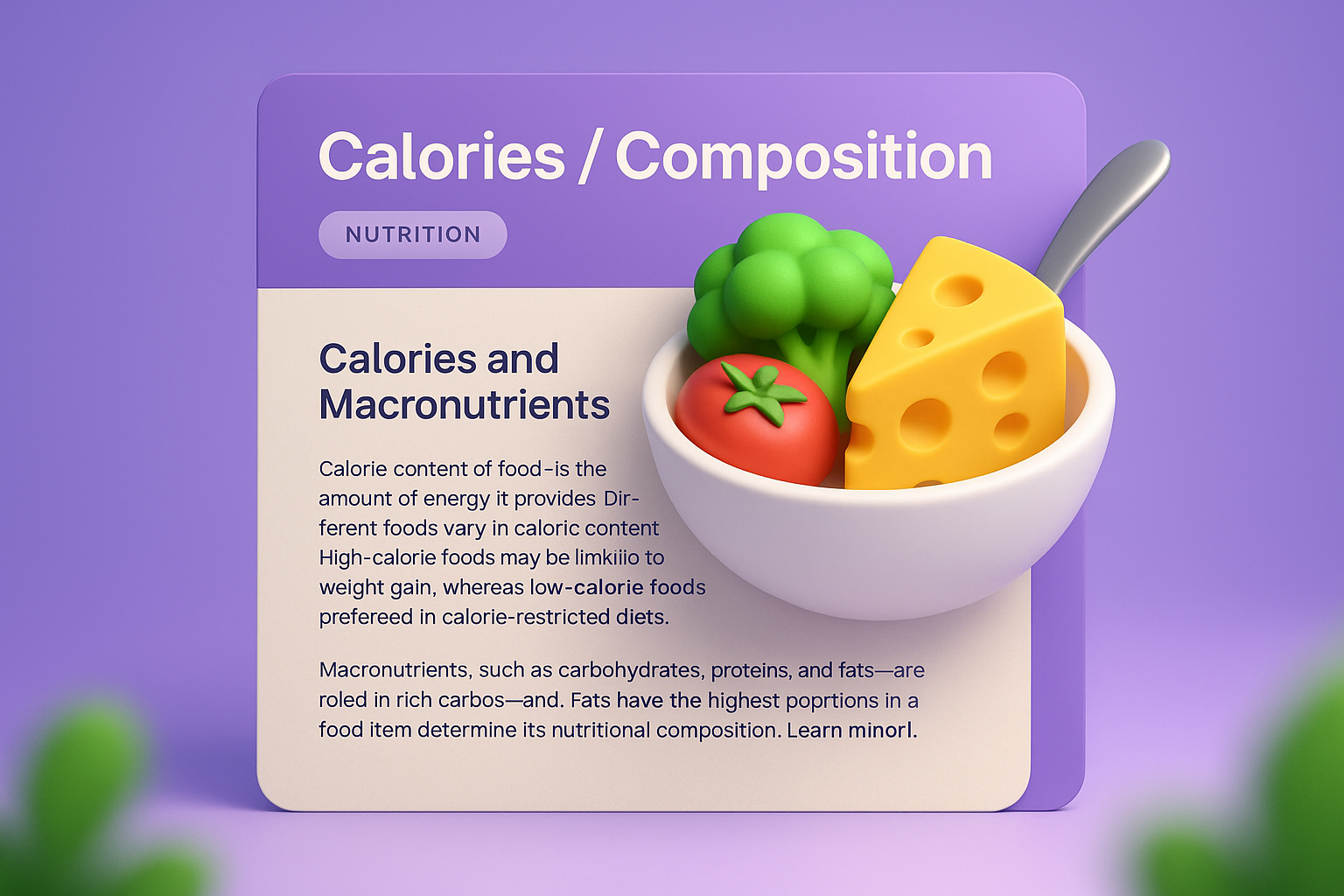 Infographic on Calories and Nutritional Composition