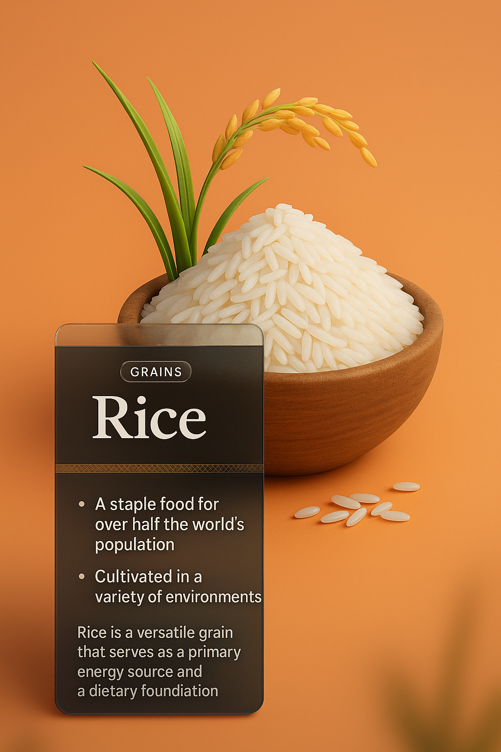 Rice Design in Web Layout with 3D Elements