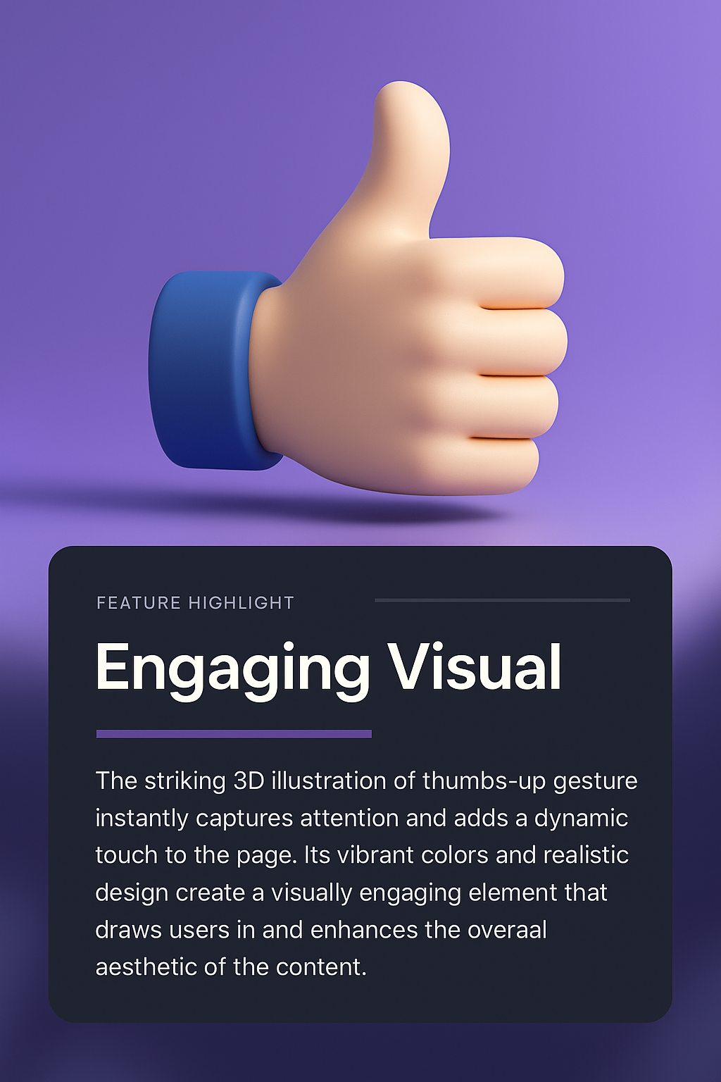 3D Thumbs-Up Design with Engaging Visual Elements
