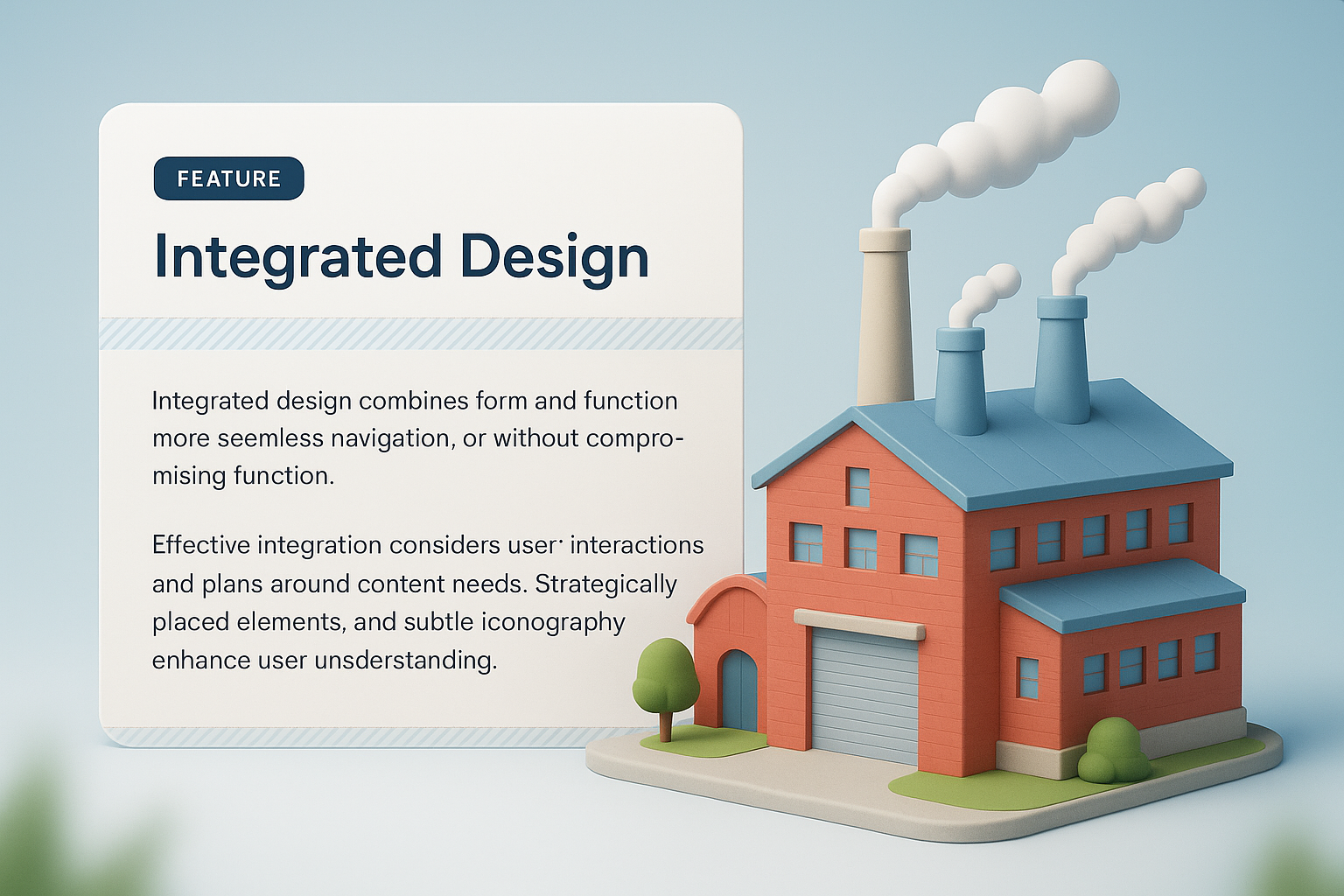 3D Integrated Design Feature in a Factory Illustration