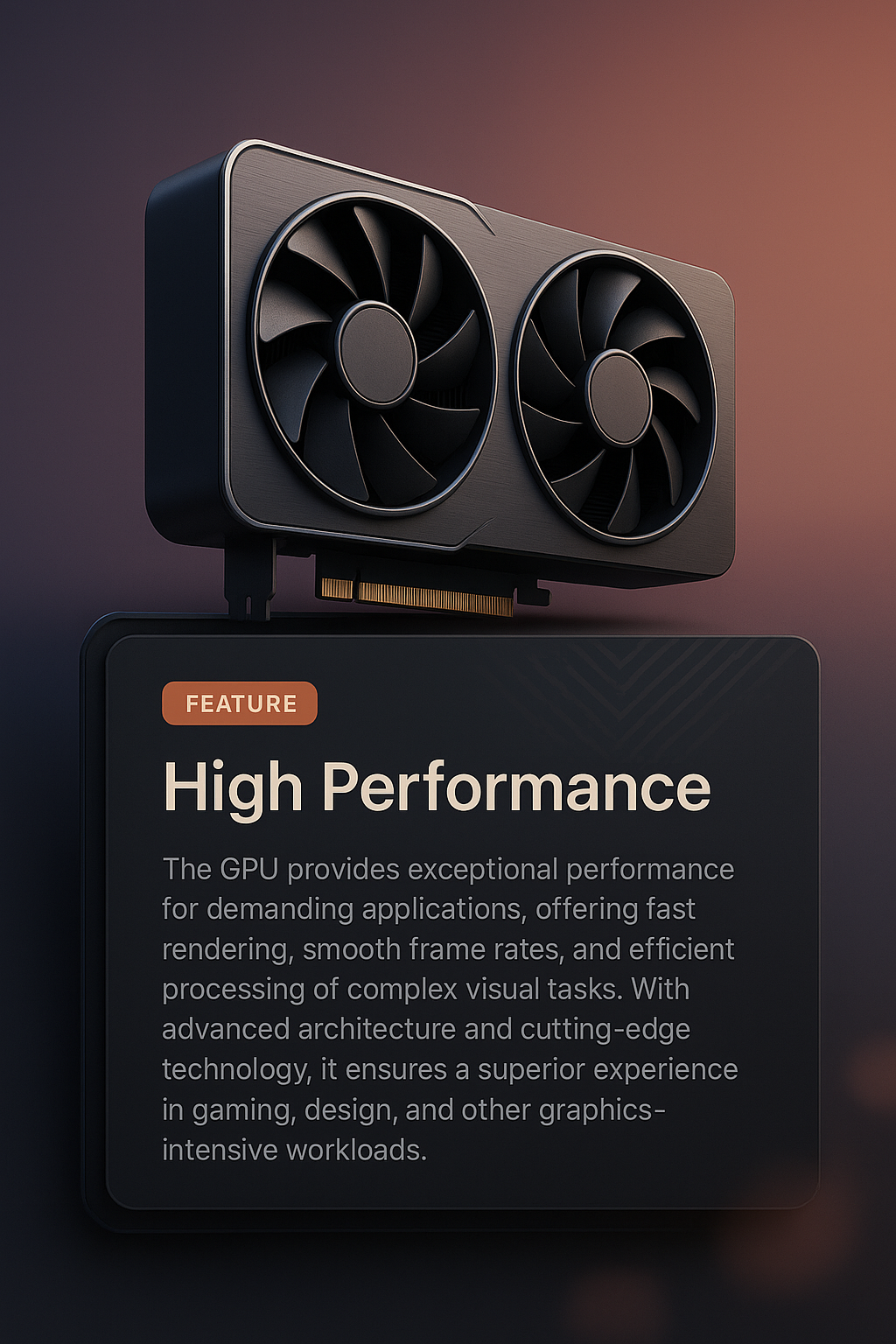 3D Illustration of GPU with Feature Description Panel