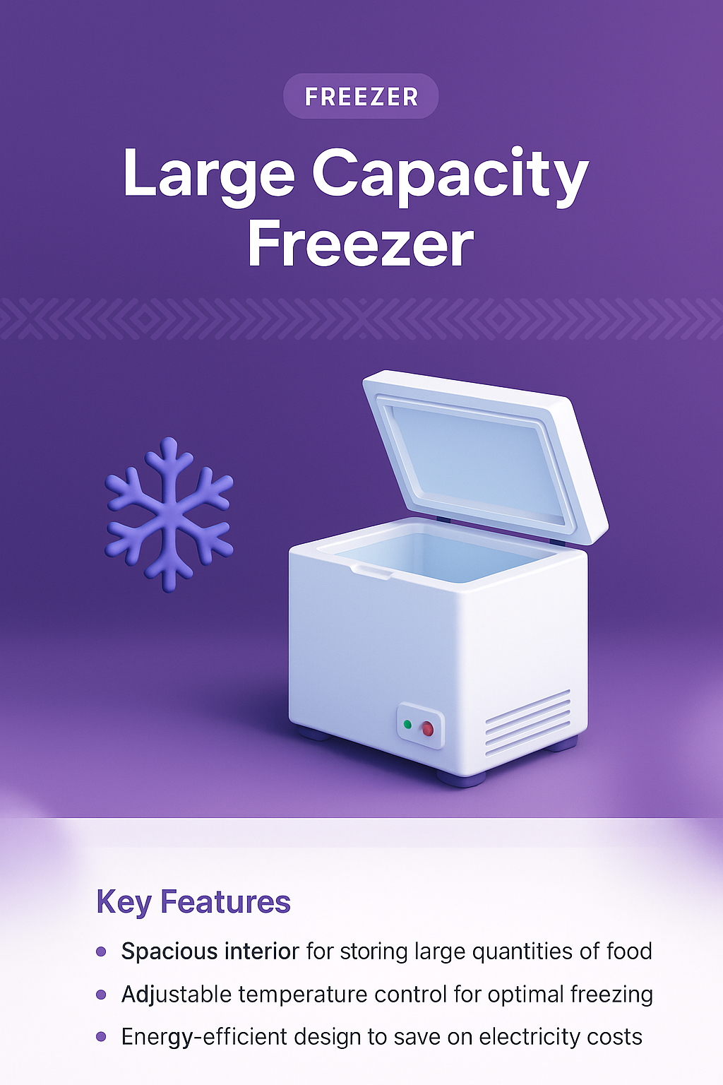 Stylish Large Capacity Freezer Design with Key Features