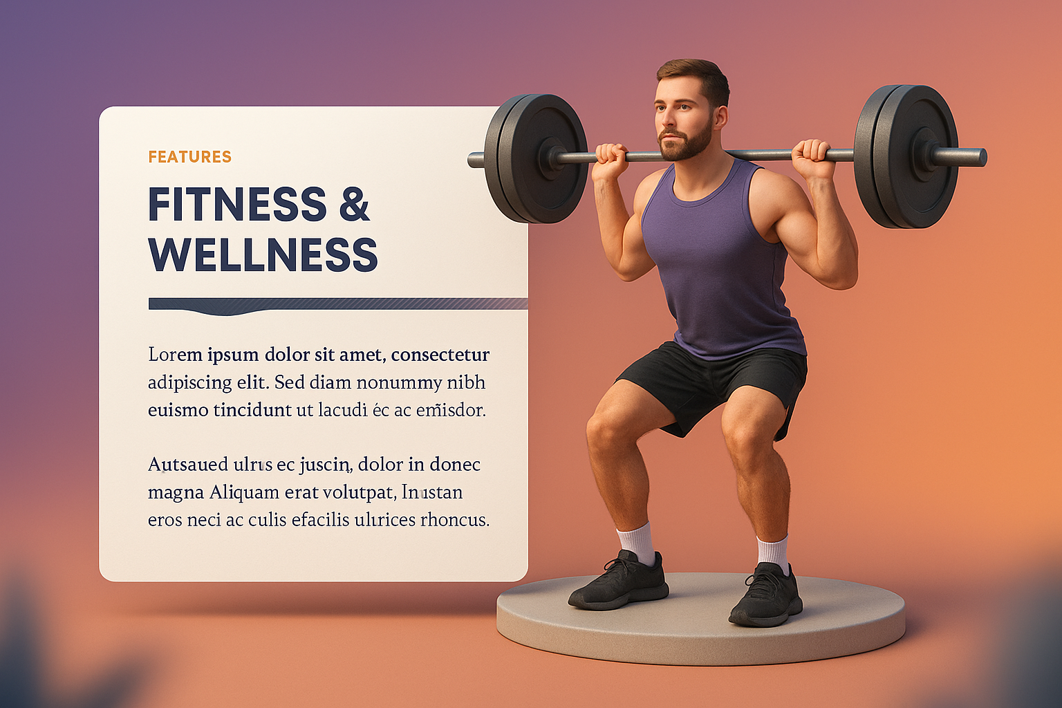 3D Fitness & Wellness Design Illustration for Webpage