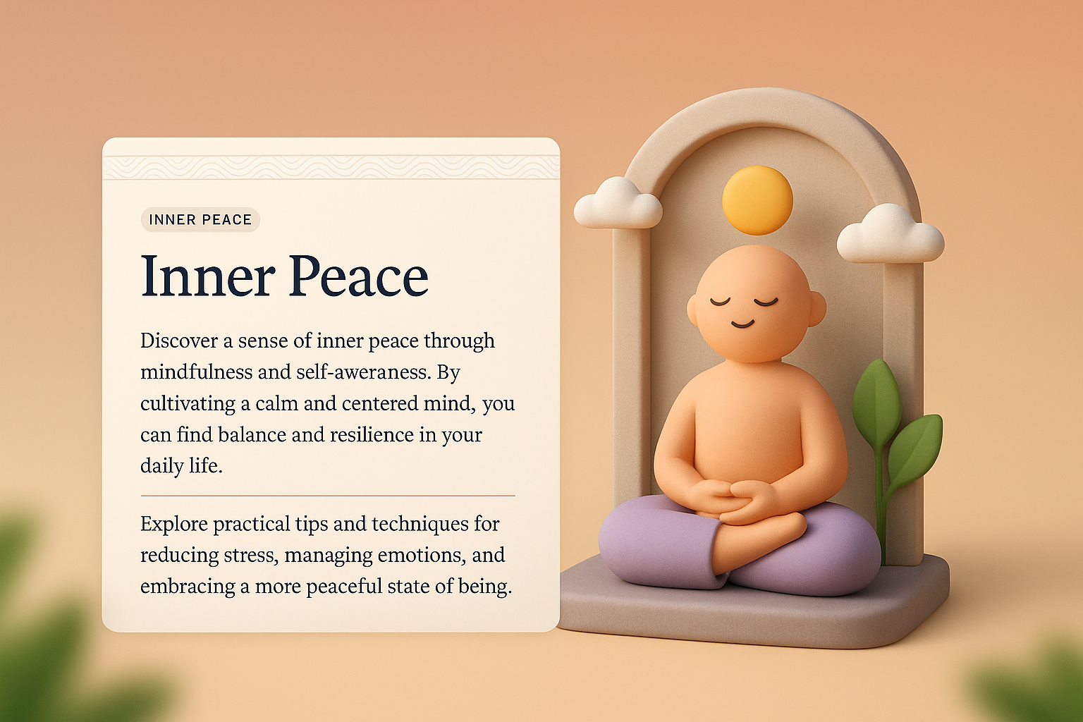 3D Illustration of Inner Peace with Mindfulness Theme