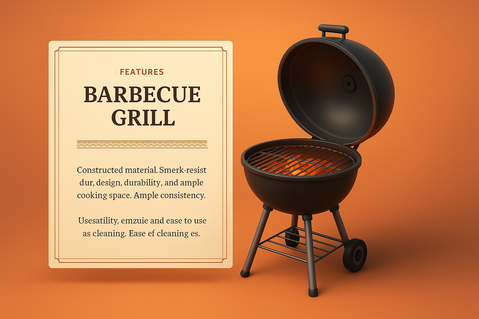 3D Barbecue Grill Design with Feature Description