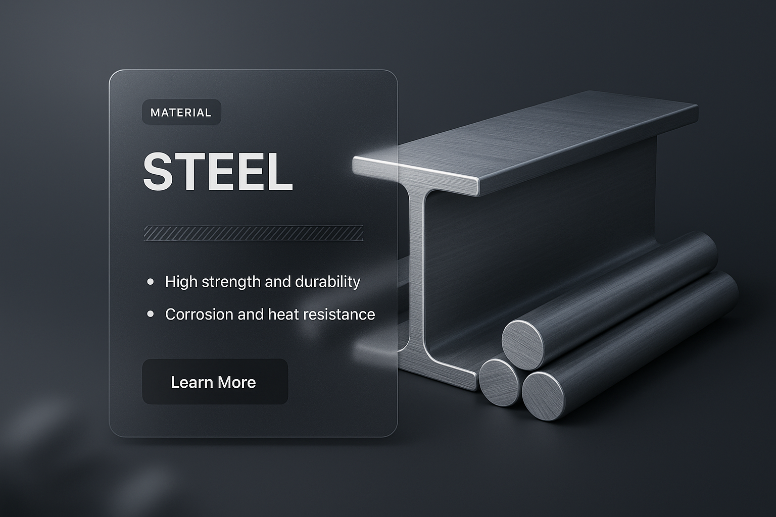 3D Illustration of Steel with Transparent Overlay Design