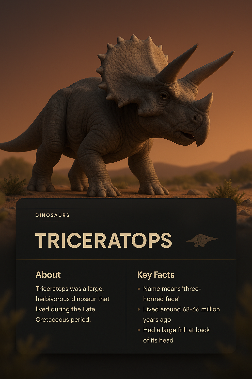 3D Illustration of Triceratops in Natural Environment