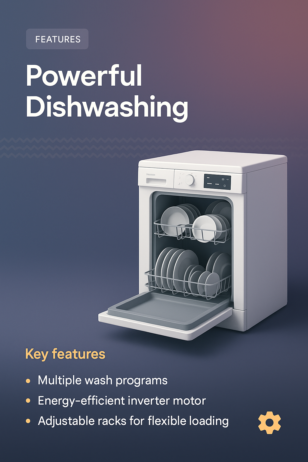 Stylish Dishwasher Landing Page Design with Features