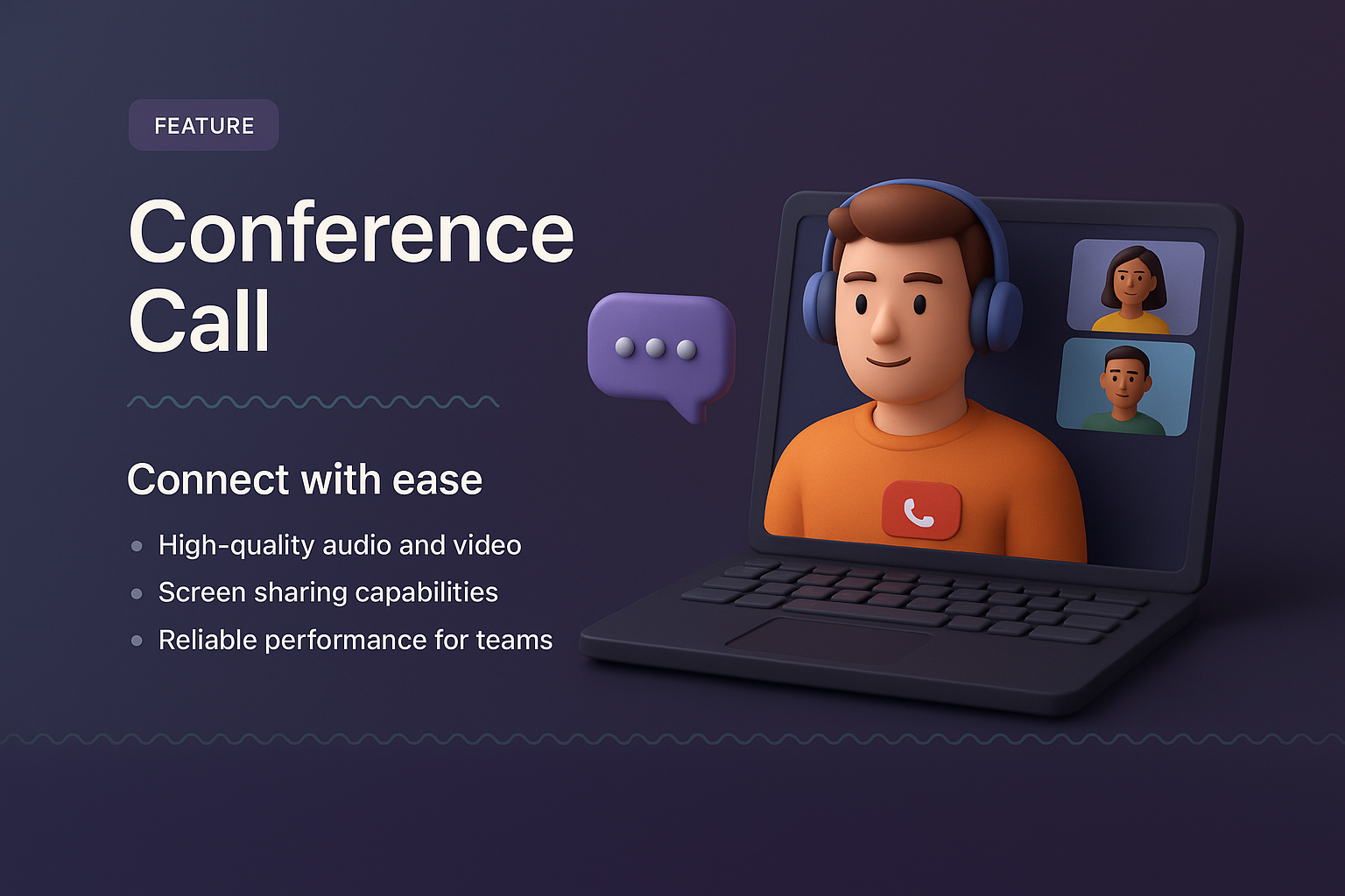 3D Conference Call Visual Representation with Features