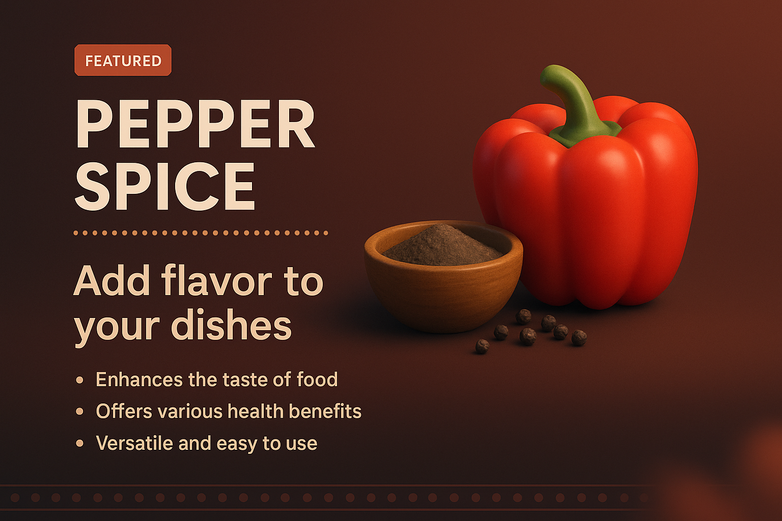3D Landing Page Design Featuring Pepper Spice