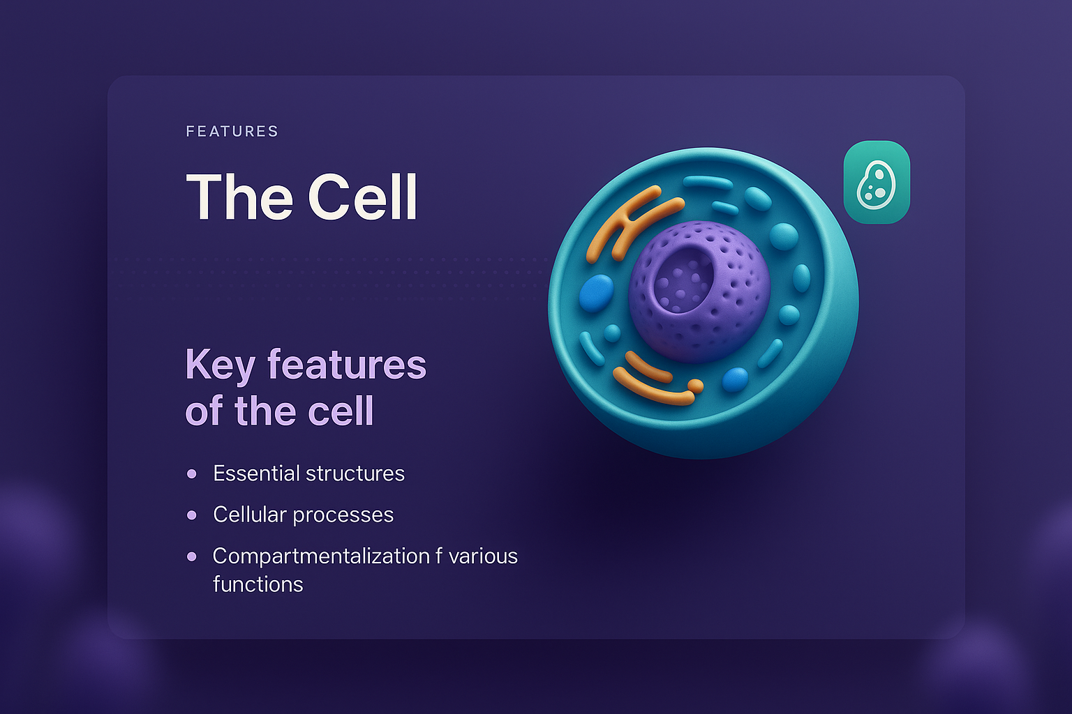 3D Illustration of a Cell with Feature Highlights