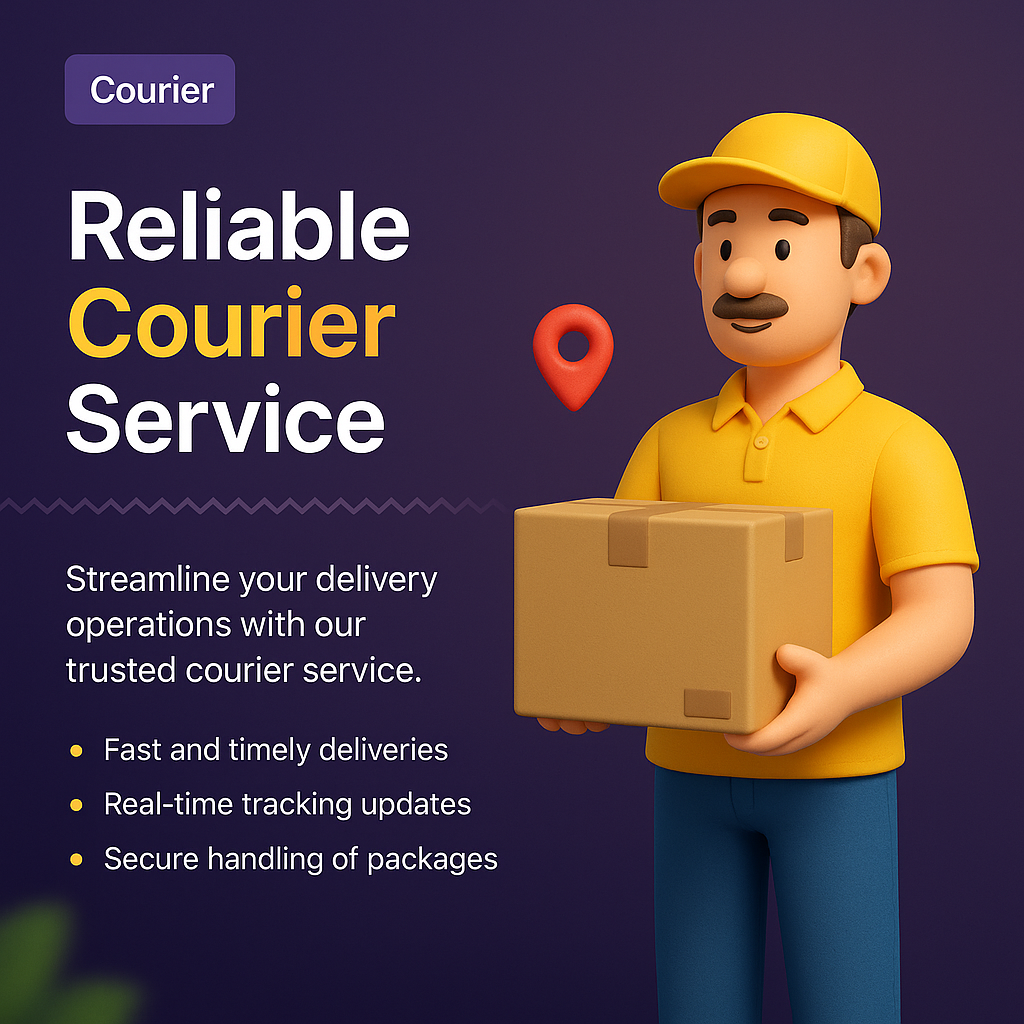 3D Courier Service Landing Page Design with Features