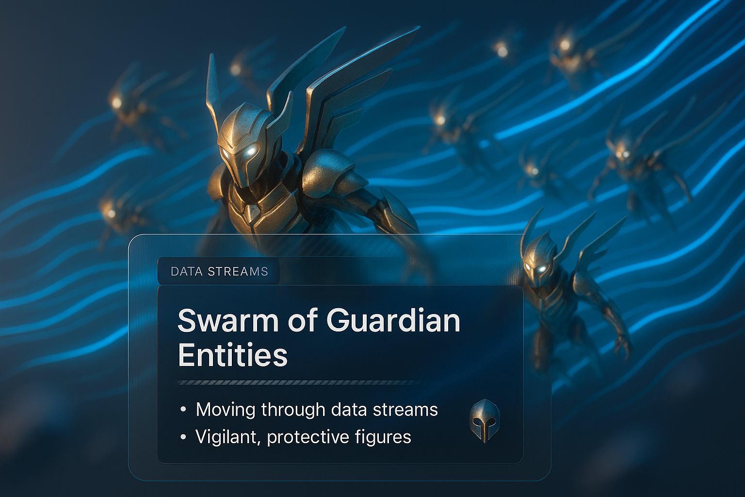 3D Illustration of Guardian Entities in Data Streams