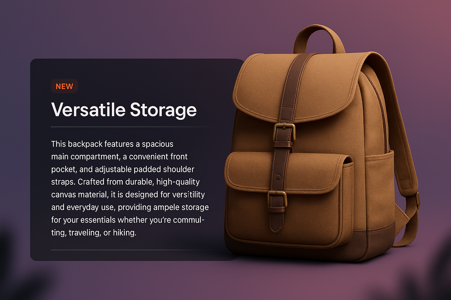 Integrated 3D Illustration of a Versatile Backpack