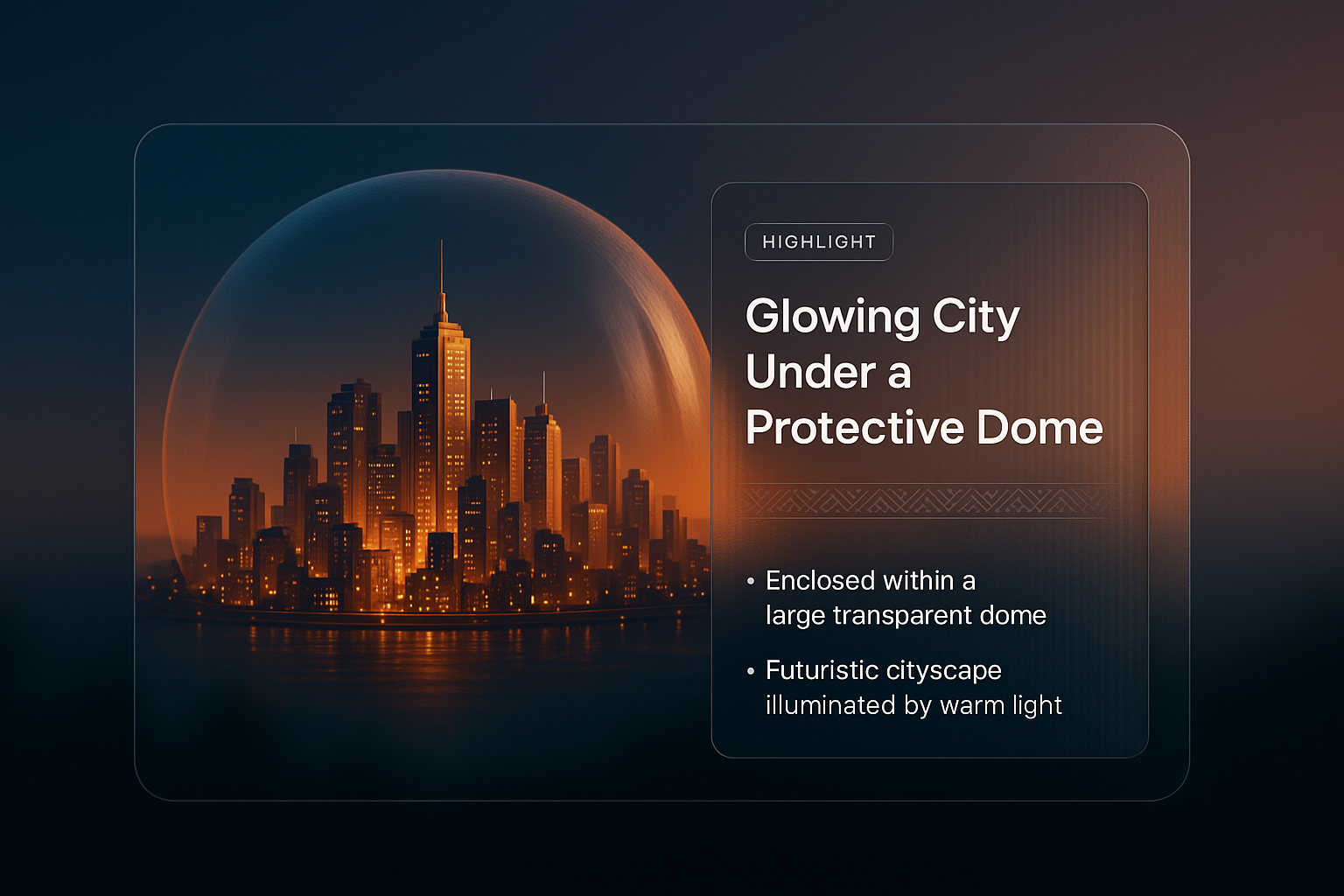 Glowing City Under a Protective Dome with Futuristic Design