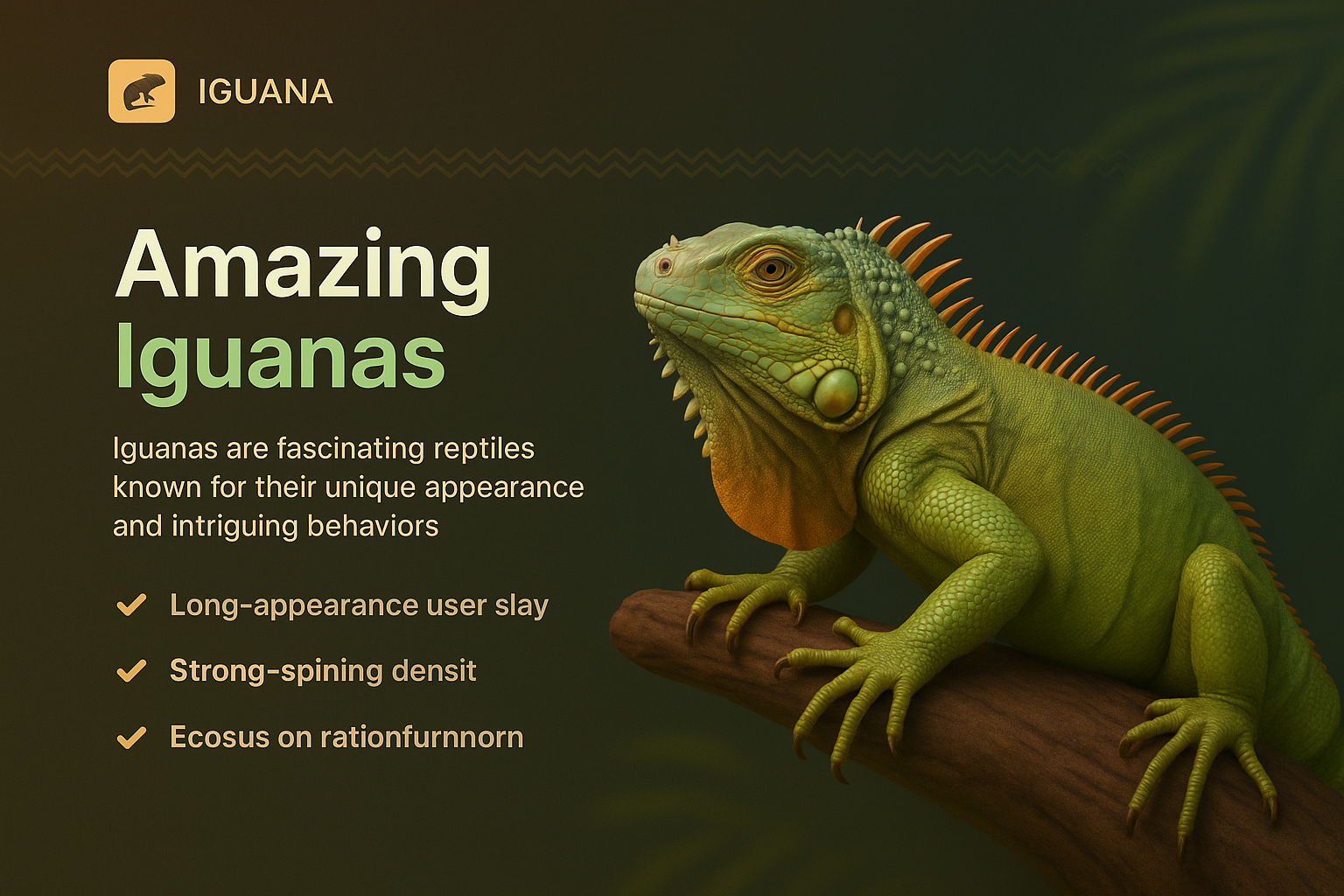 Landing Page Design Featuring an Iguana with Unique Features