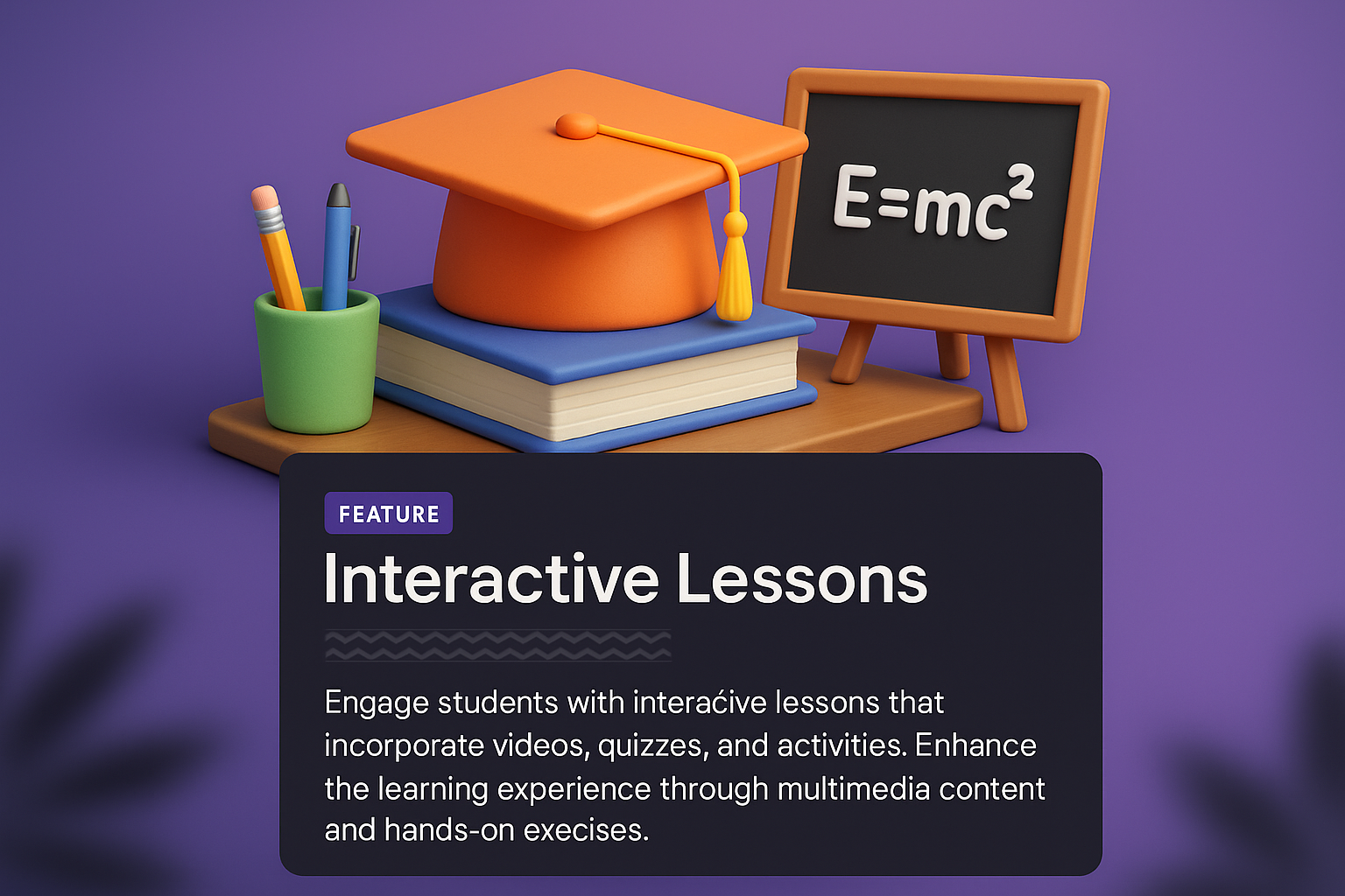 3D Educational Illustration Featuring Interactive Lessons