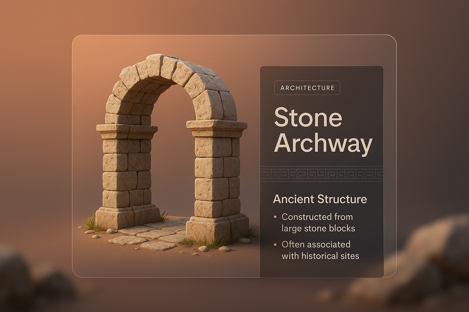 3D Illustration of a Stone Archway with Text Overlay